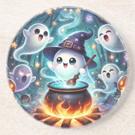 Posavasos Favor de la fiesta de Halloween con brujería suave