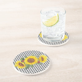 Posavasos Favor del Partido para las Damas Gingham y Sunflow