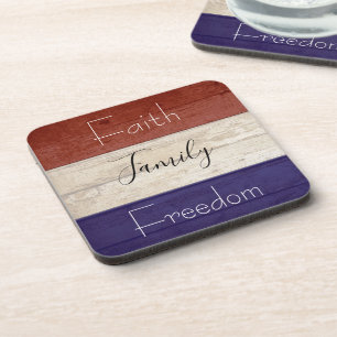 Posavasos Fe familia libertad patriótico madera