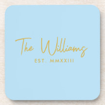 Fecha establecida del guión moderno azul y dorado