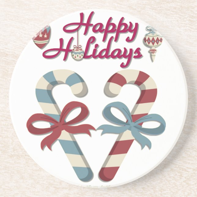 Posavasos Felices fiestas Candy Cane Heart (Frente)
