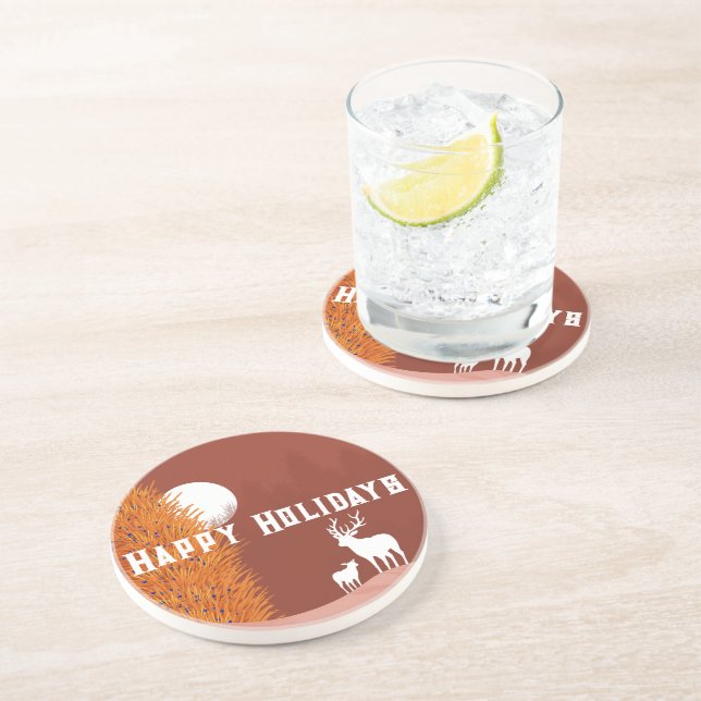 Posavasos Felices Fiestas - Coaster de Arenisca (Lado)