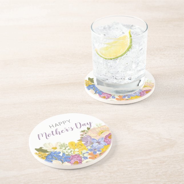 Posavasos Felices florecientes del Día de la Madre (Lado)