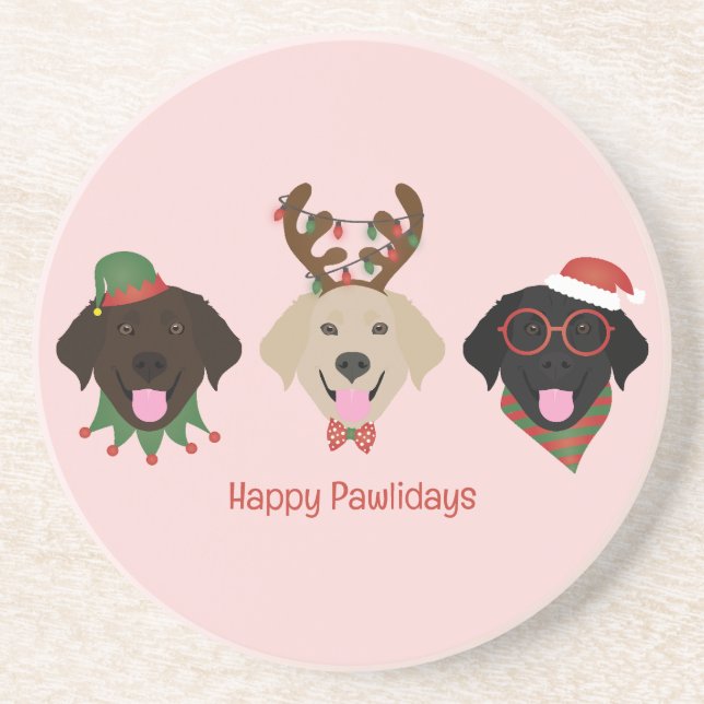 Posavasos Felices Pawlidays Labrador Recuperar Perros (Frente)