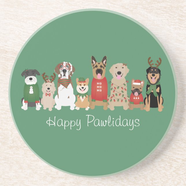 Posavasos Felices Pawlidays Perros Red Green (Frente)