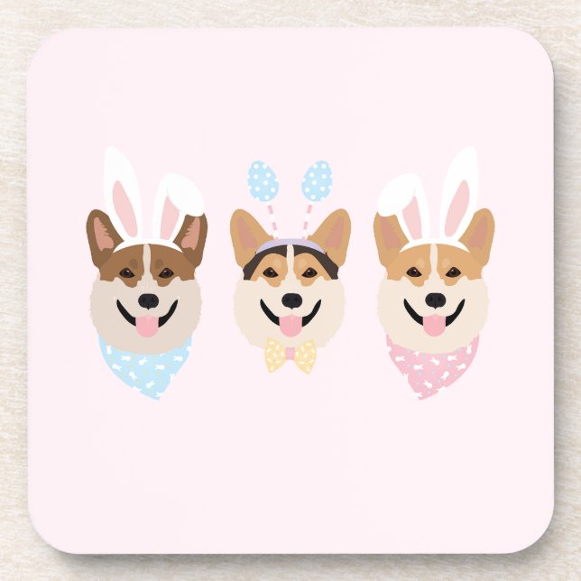 Posavasos Felices perros Corgi galeses de Pascua (Frente)