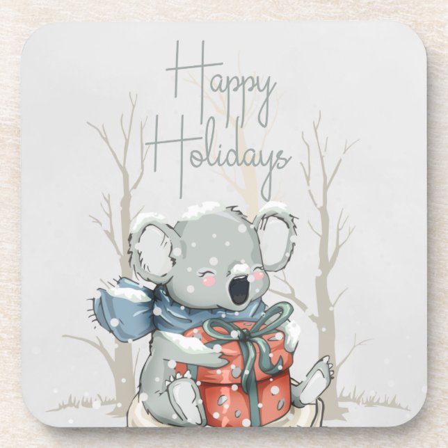 Posavasos Felices vacaciones Cute Koala Duros calzoncillos d (Frente)