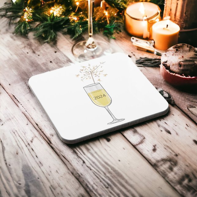Posavasos Feliz Año Nuevo Fiesta Champagne Sparkler Con Año (Subido por el creador)