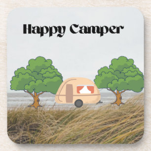 Posavasos Feliz Camper con el Camper y los Árboles en un