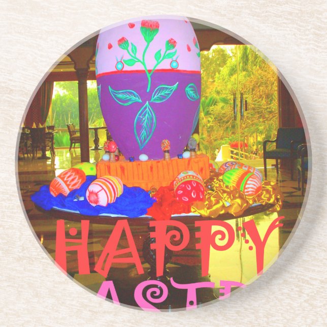 Posavasos Feliz centro de Huevo de Pascua para primavera (Frente)