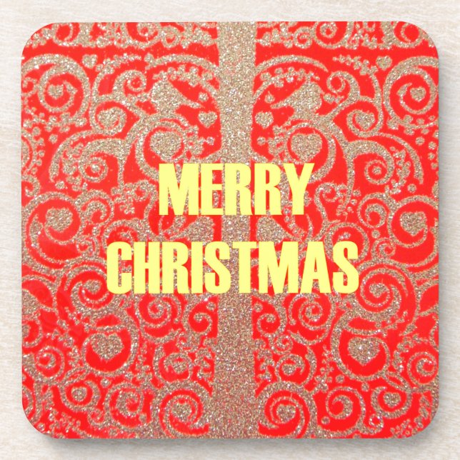 Posavasos Feliz Colección de Navidades Red y Gold (Frente)