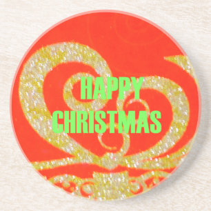 Posavasos Feliz Colección de Navidades Rojo y Oro.