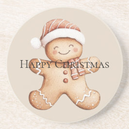 Posavasos Feliz Cookie de Gingerbread con Santa Hat