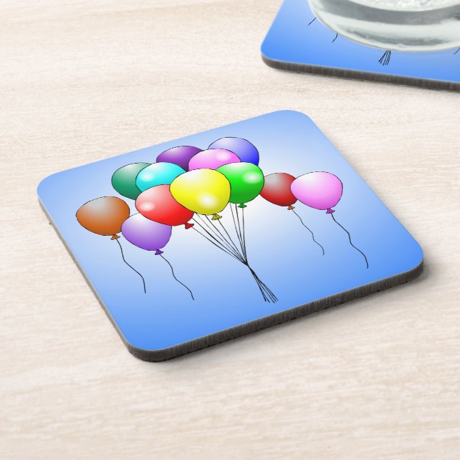 Posavasos Feliz cumpleaños a los globos de montaña rusa (Lado Izquierdo)