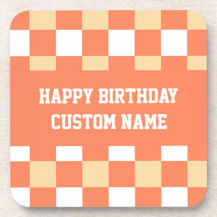 Posavasos Feliz cumpleaños amarillo gingham