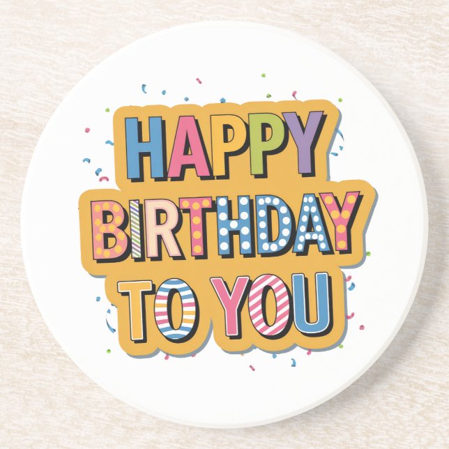 Posavasos Feliz cumpleaños con patrón (Frente)