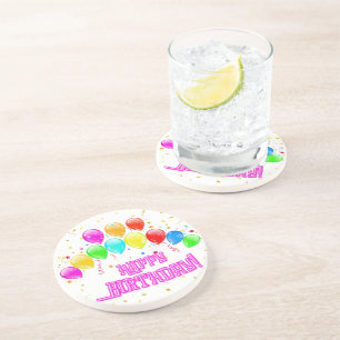 Posavasos ¡Feliz Cumpleaños! Globos Posavaso de arenisca
