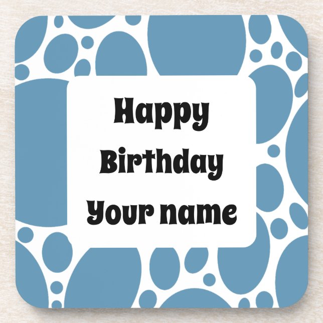 Posavasos Feliz cumpleaños, patrón azul (Frente)