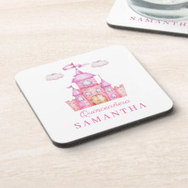 Posavasos Feliz cumpleaños pequeño castillo de princesa