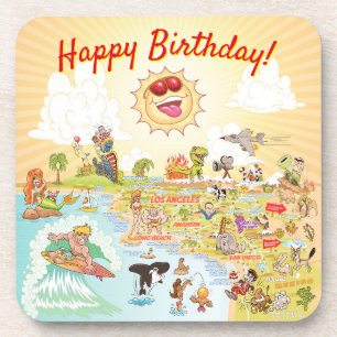Posavasos Feliz Cumpleaños Personalizado California Plastic