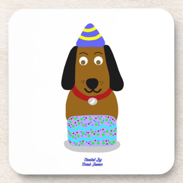 Posavasos Feliz Cumpleaños Pup Hard Plastic Coaster (Frente)