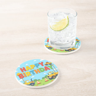 Posavasos Feliz cumpleaños tema constructor de obras
