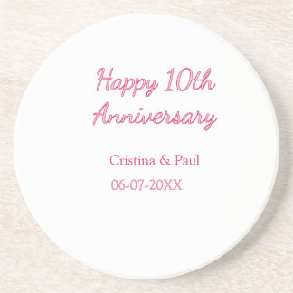 Posavasos Feliz décimo aniversario nombre de boda simple min