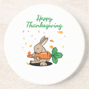 Posavasos Feliz Día de Acción de Gracias Conejo Gracioso San