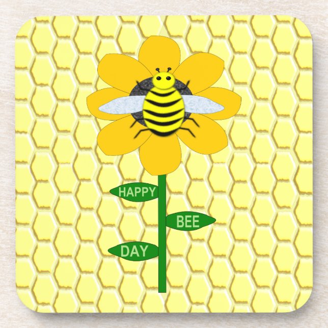 Posavasos Feliz Día de las Abejas Cumpleaños Bumblebee (Frente)