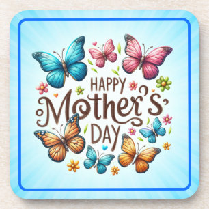 Posavasos Feliz Día de las Madres con Clipart de Mariposas