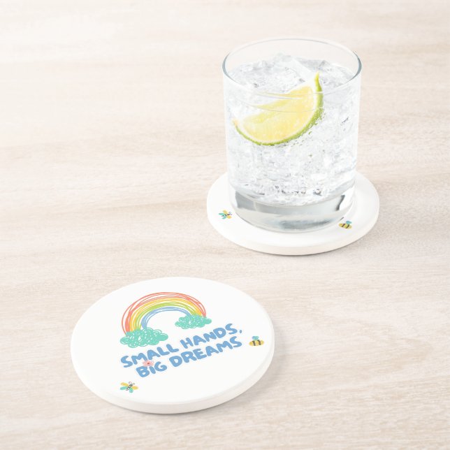 Posavasos Feliz día de los niños Manos pequeñas, grandes sue (Lado)