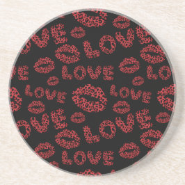 Posavasos Feliz día de San Valentín Amor Elegante Rojo & Neg