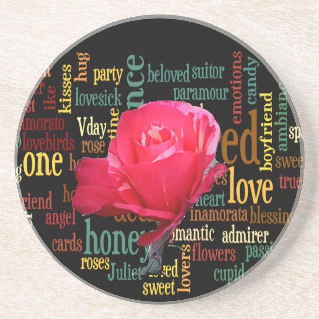 Posavasos Feliz Día de San Valentín con elegantes rosas roja (Frente)