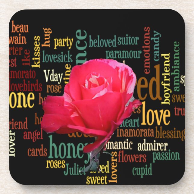 Posavasos Feliz Día de San Valentín con elegantes rosas roja (Frente)
