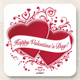 Posavasos ¡Feliz Día de San Valentín! Corazones rojos