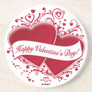 Posavasos ¡Feliz Día de San Valentín! Corazones rojos