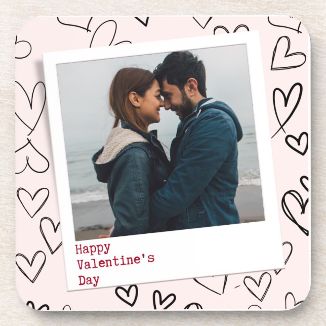 Posavasos Feliz Día de San Valentín Moderna y elegante foto  (Frente)