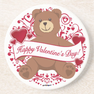 Posavasos ¡Feliz Día de San Valentín! Oso de peluche