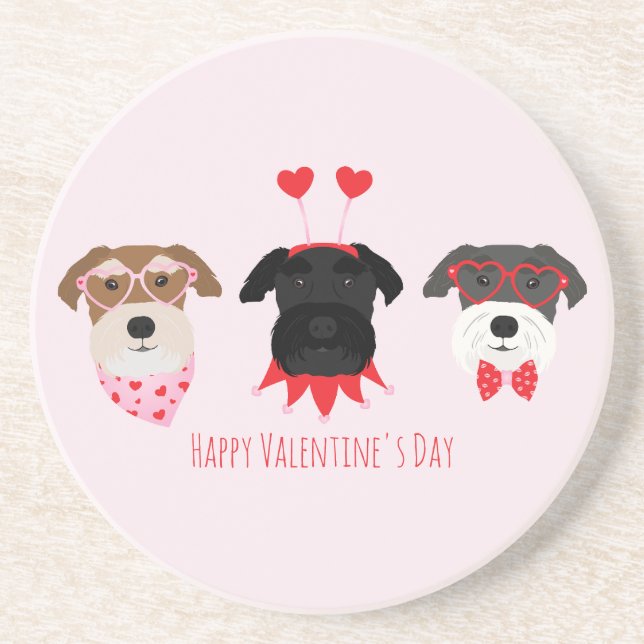 Posavasos Feliz Día de San Valentín Perros Schnauzer (Frente)