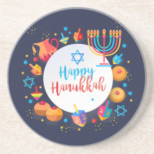 Posavasos Feliz Festival Fiesta de las luces de Hanukkah Her
