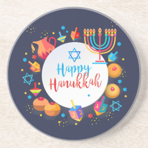 Posavasos Feliz Festival Fiesta de las luces de Hanukkah Her