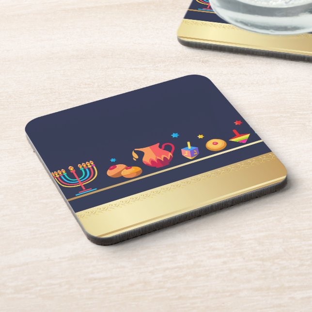 Posavasos Feliz Fiesta Hanukkah Decoración Hermosa (Lado Izquierdo)