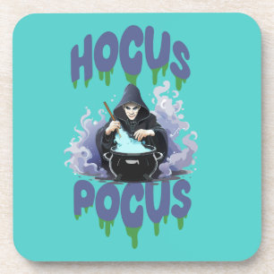 Posavasos Feliz Halloween Bruja Revolviendo Su Olla de Poció