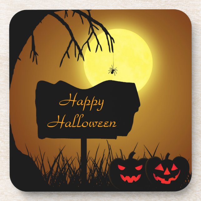 Posavasos Feliz Halloween Jack O Lantern Pumpkins (Frente)