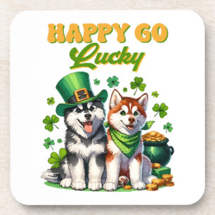 Posavasos Feliz Husky Lindo Día de San Patricio
