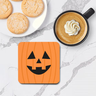 Posavasos Feliz Jack o Lantern de Naranja Cara Sonriente