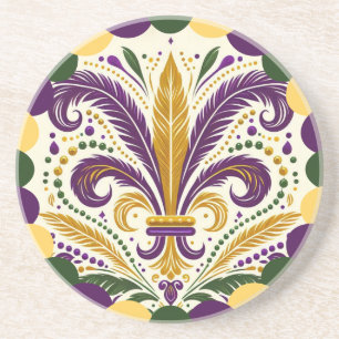 Posavasos Feliz Mardi Gras fleur-de-lis
