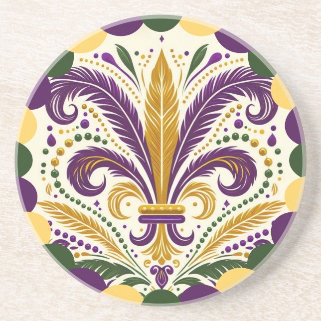 Posavasos Feliz Mardi Gras fleur-de-lis (Frente)
