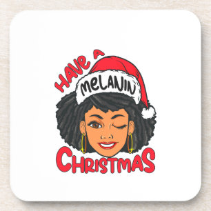 Posavasos Feliz Melanin Navidades Feliz Navidad Sista Negra