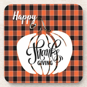 Posavasos FELIZ Naranja de Acción de Gracias Personalizado B